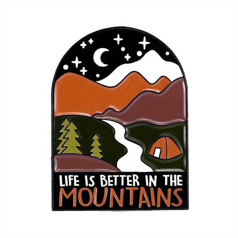Outdoor Travel Alloy Brooch Road Signs Mountains Rivers Lakes Pin