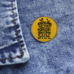 Bright Side Metal Badge Letter Pattern Pin Brooch