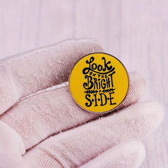 Bright Side Metal Badge Letter Pattern Pin Brooch