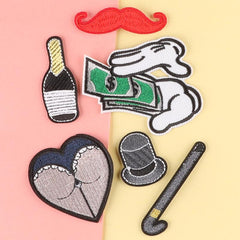 6pcs Hat Crutches Embroidery Patches DIY Clothes Accessories