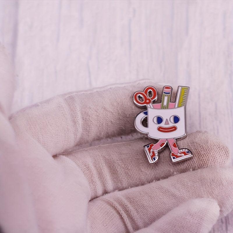 Cartoon Pen Holder Brooch Stationery Storage Box