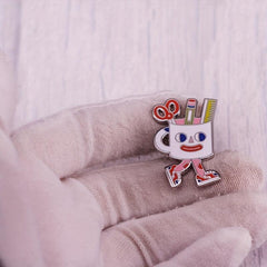 Cartoon Pen Holder Brooch Stationery Storage Box
