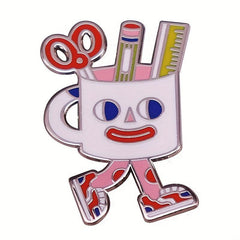 Cartoon Pen Holder Brooch Stationery Storage Box