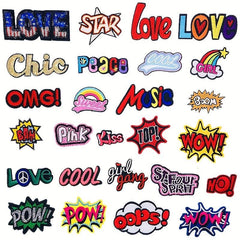 26pcs Alphabet Iron On Patches Sew On Embroidered Applique Repair Patch For Men