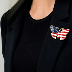 Enamel Butterfly Brooch American Flag Corsage Jewelry Clothing Pin