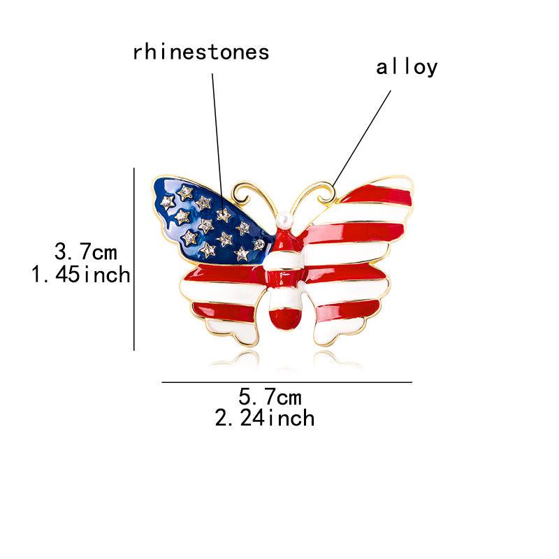 Enamel Butterfly Brooch American Flag Corsage Jewelry Clothing Pin