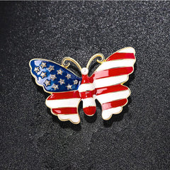 Enamel Butterfly Brooch American Flag Corsage Jewelry Clothing Pin