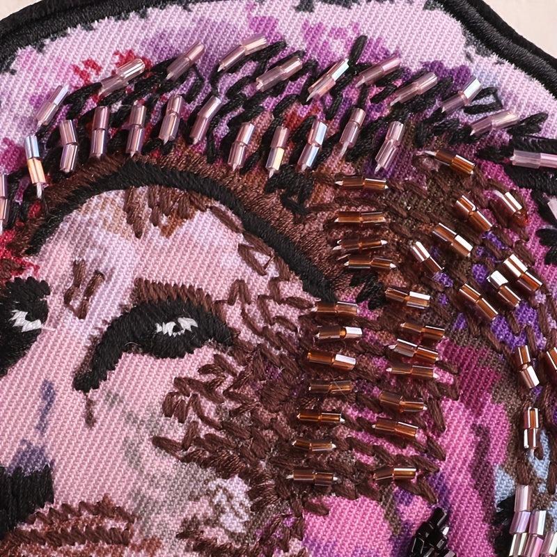 Bead Animal Lion Embroidery Patch Iron on Cloth Sticker