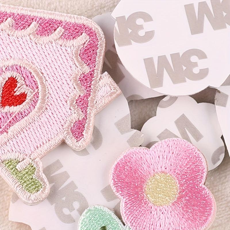 9pcs Girl Flower Embroidered Patch Clothing Hat DIY Clothes Sticker