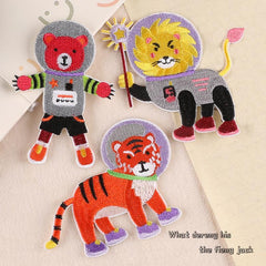 3pcs Space Animal Patches for DIY Clothes Decor