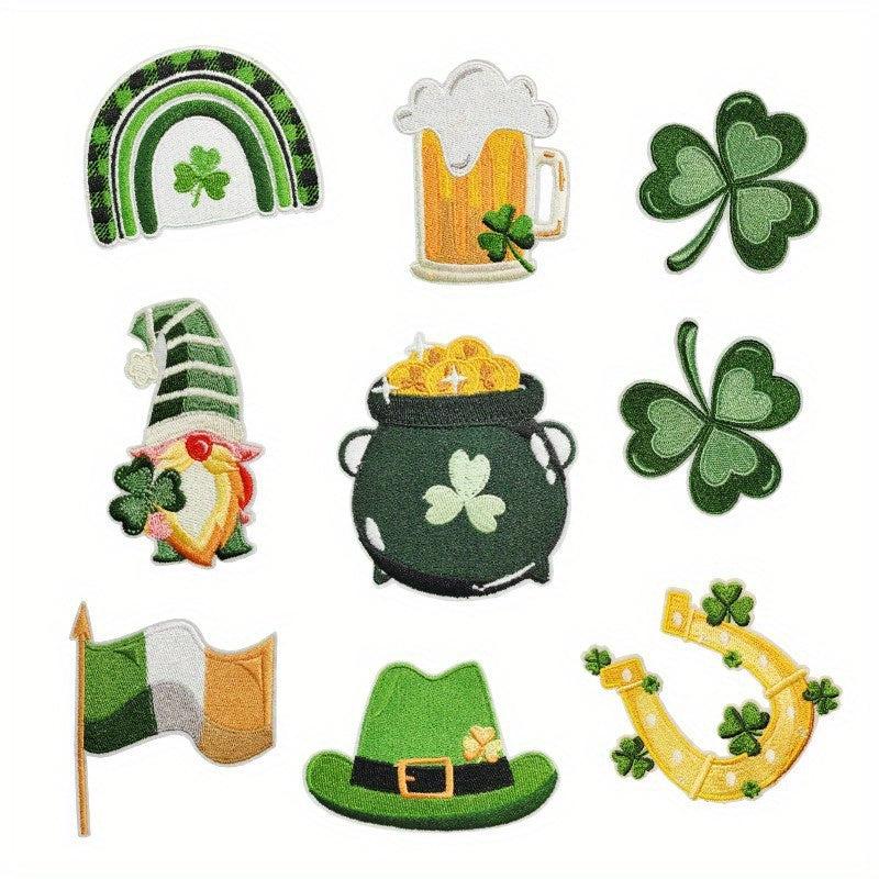 9pcs Green Sew On Embroidered Patches Applique Repair Patch DIY Crafts Decor