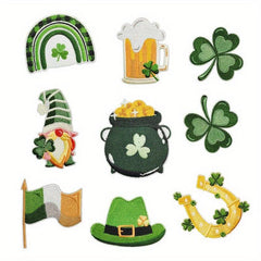 9pcs Green Sew On Embroidered Patches Applique Repair Patch DIY Crafts Decor
