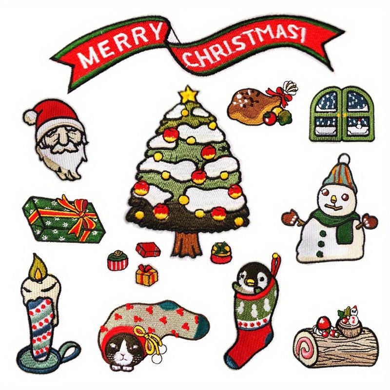 15pcs Christmas Tree Iron On Patches For Men Sew On Embroidered Applique