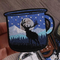 3pcs Deer Airplane Cup Embroidery Patches DIY Clothes Accessories