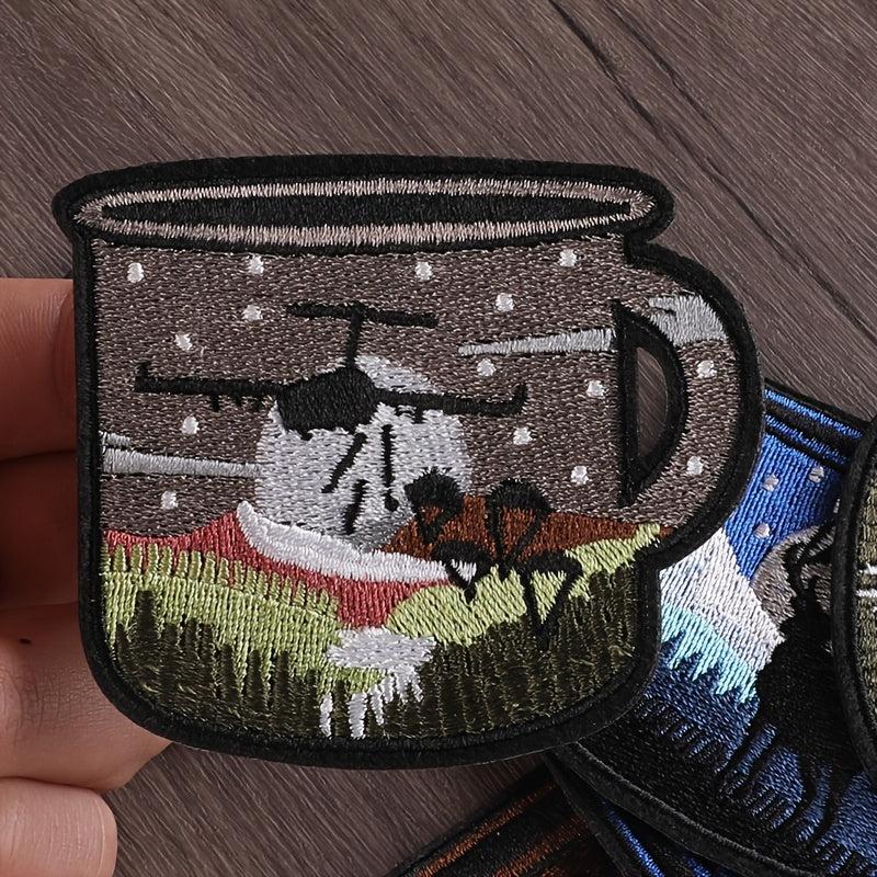 3pcs Deer Airplane Cup Embroidery Patches DIY Clothes Accessories