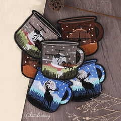 3pcs Deer Airplane Cup Embroidery Patches DIY Clothes Accessories