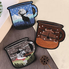 3pcs Deer Airplane Cup Embroidery Patches DIY Clothes Accessories