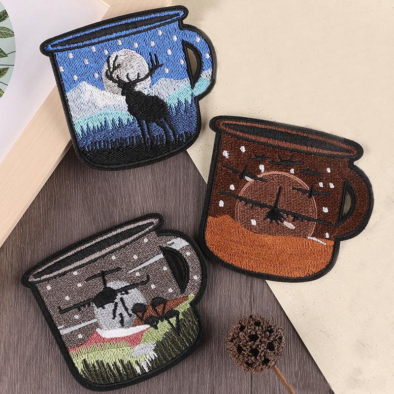 3pcs Deer Airplane Cup Embroidery Patches DIY Clothes Accessories