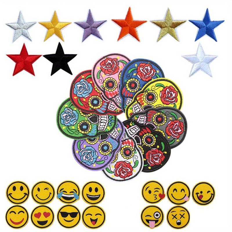 31pcs Embroidered Flower Star Patches Iron/Sew On Applique DIY Craft