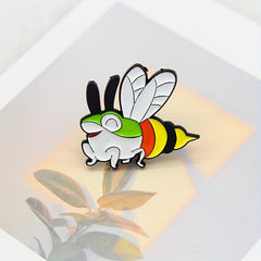 Bee to Frog Enamel Brooch for Backpacks Jackets Hats Scarves Pants