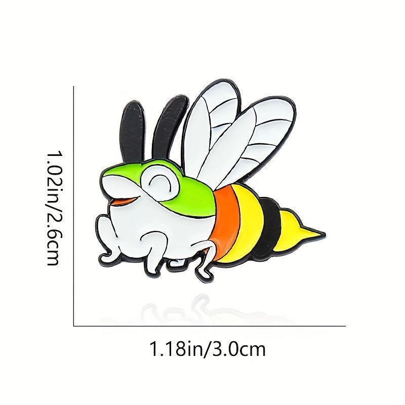 Bee to Frog Enamel Brooch for Backpacks Jackets Hats Scarves Pants