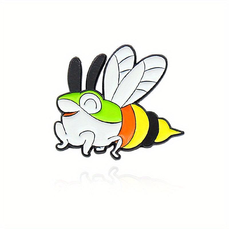 Bee to Frog Enamel Brooch for Backpacks Jackets Hats Scarves Pants