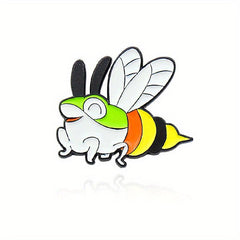 Bee to Frog Enamel Brooch for Backpacks Jackets Hats Scarves Pants
