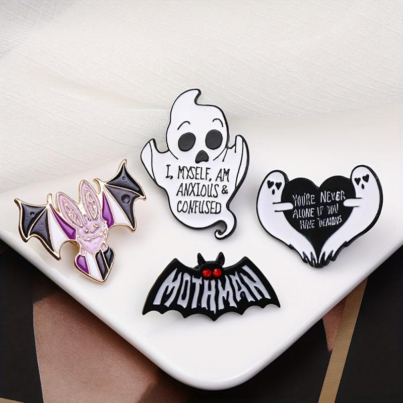 4pcs Ghost Oil Drop Alloy Brooches Creative Shirt Collar Ghost Pin