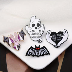 4pcs Ghost Oil Drop Alloy Brooches Creative Shirt Collar Ghost Pin