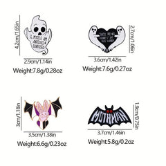 4pcs Ghost Oil Drop Alloy Brooches Creative Shirt Collar Ghost Pin