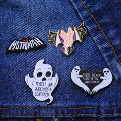 4pcs Ghost Oil Drop Alloy Brooches Creative Shirt Collar Ghost Pin