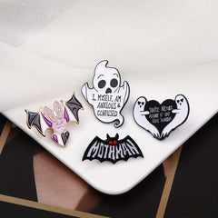 4pcs Ghost Oil Drop Alloy Brooches Creative Shirt Collar Ghost Pin