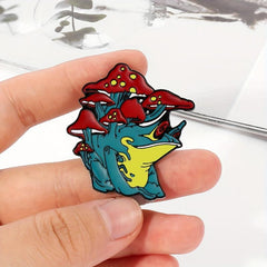 Frog Mushroom Enamel Brooch Backpacks Jackets Hats Scarves Pants Pins