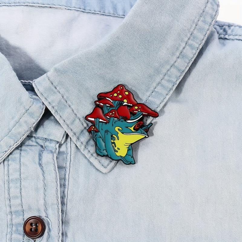 Frog Mushroom Enamel Brooch Backpacks Jackets Hats Scarves Pants Pins