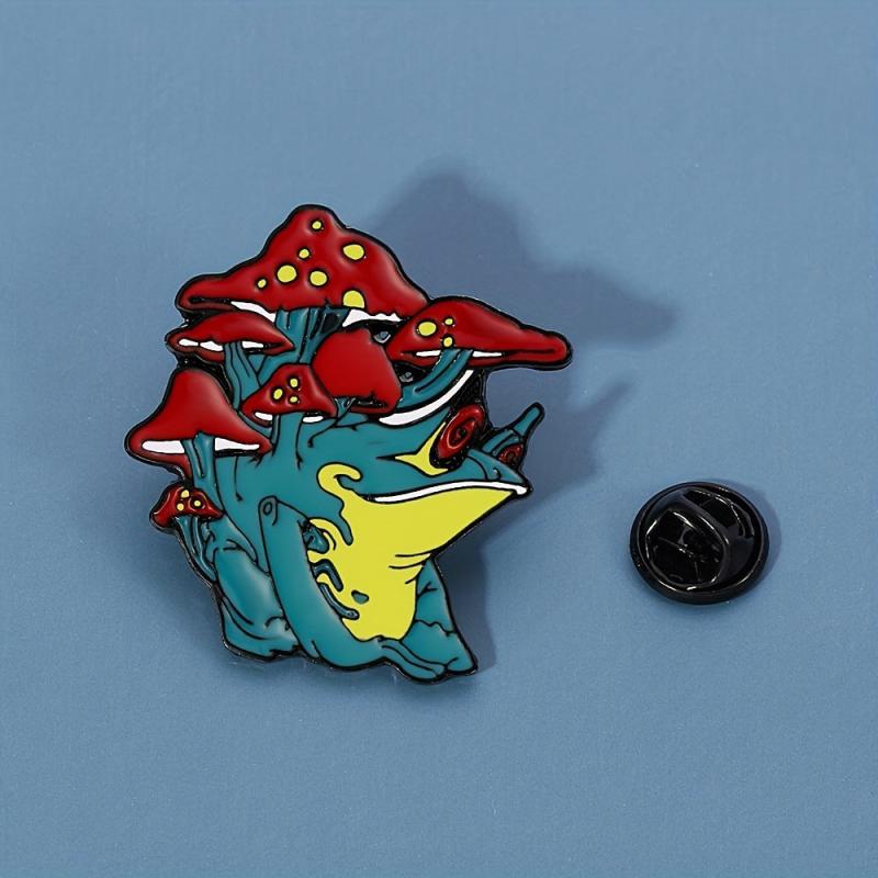 Frog Mushroom Enamel Brooch Backpacks Jackets Hats Scarves Pants Pins