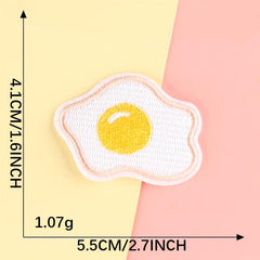 6pcs Hamburger Leaf Egg Cake Embroidery Patches Fabric Art Decor DIY Clothes Acc