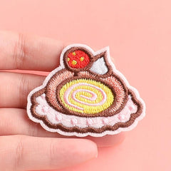 6pcs Hamburger Leaf Egg Cake Embroidery Patches Fabric Art Decor DIY Clothes Acc
