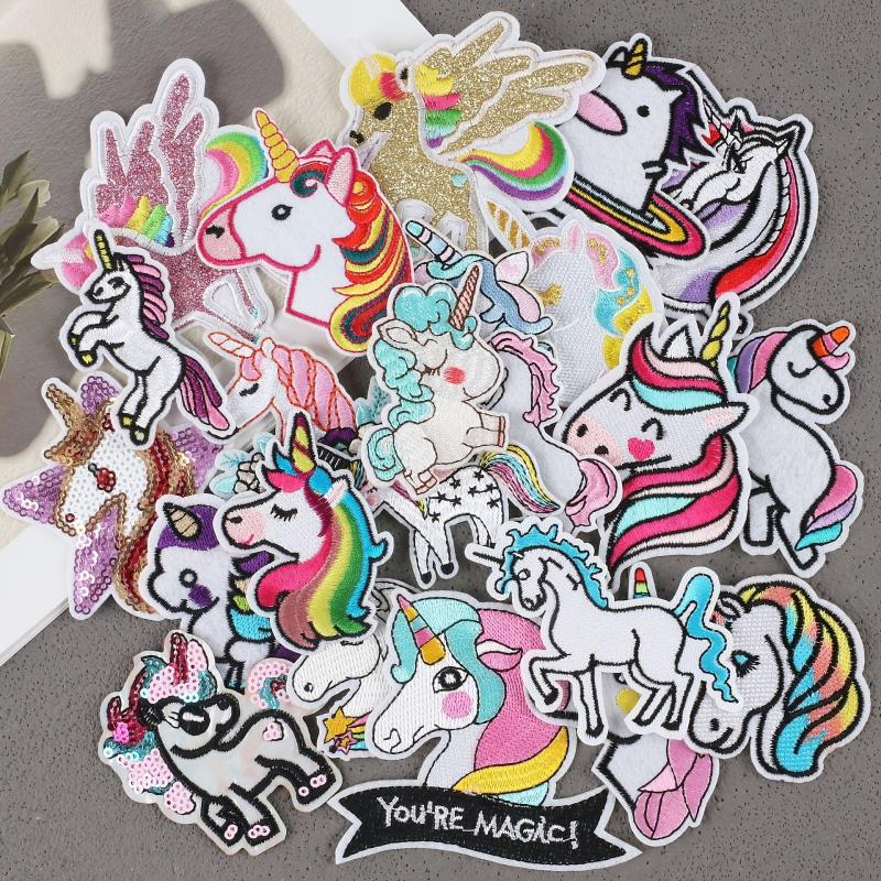 23pcs Unicorn Iron On Patches Embroidered Applique Repair DIY Crafts Projects