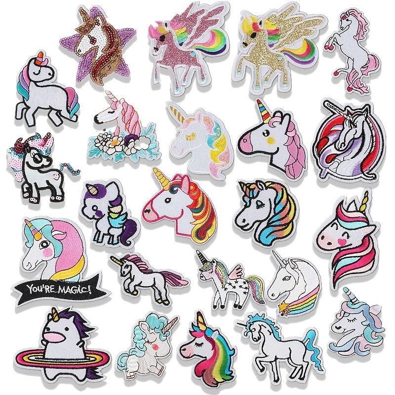23pcs Unicorn Iron On Patches Embroidered Applique Repair DIY Crafts Projects
