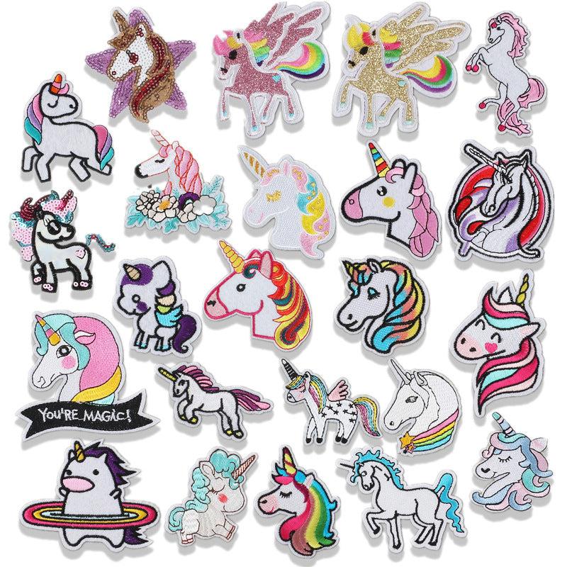 23pcs Unicorn Iron On Patches Embroidered Applique Repair DIY Crafts Projects