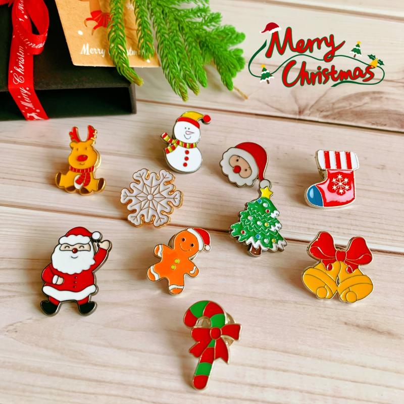Christmas Pins Denim Shirt Accessories