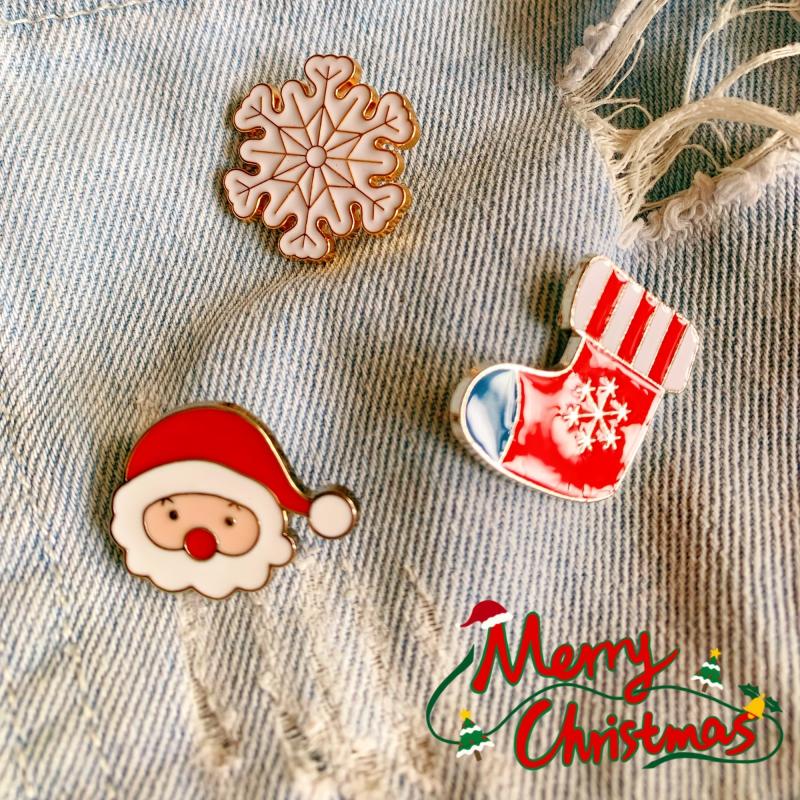 Christmas Pins Denim Shirt Accessories