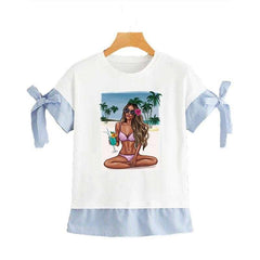 Palm Tree Girl Iron-On Transfer Sticker for Tops DIY Vinyl Heat Transfer Patch