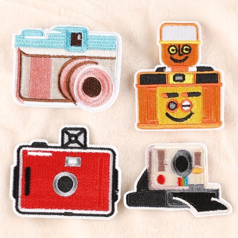 4pcs Cartoon Camera Embroidery Badge Patches Hat Accessories Sticker