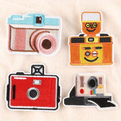 4pcs Cartoon Camera Embroidery Badge Patches Hat Accessories Sticker
