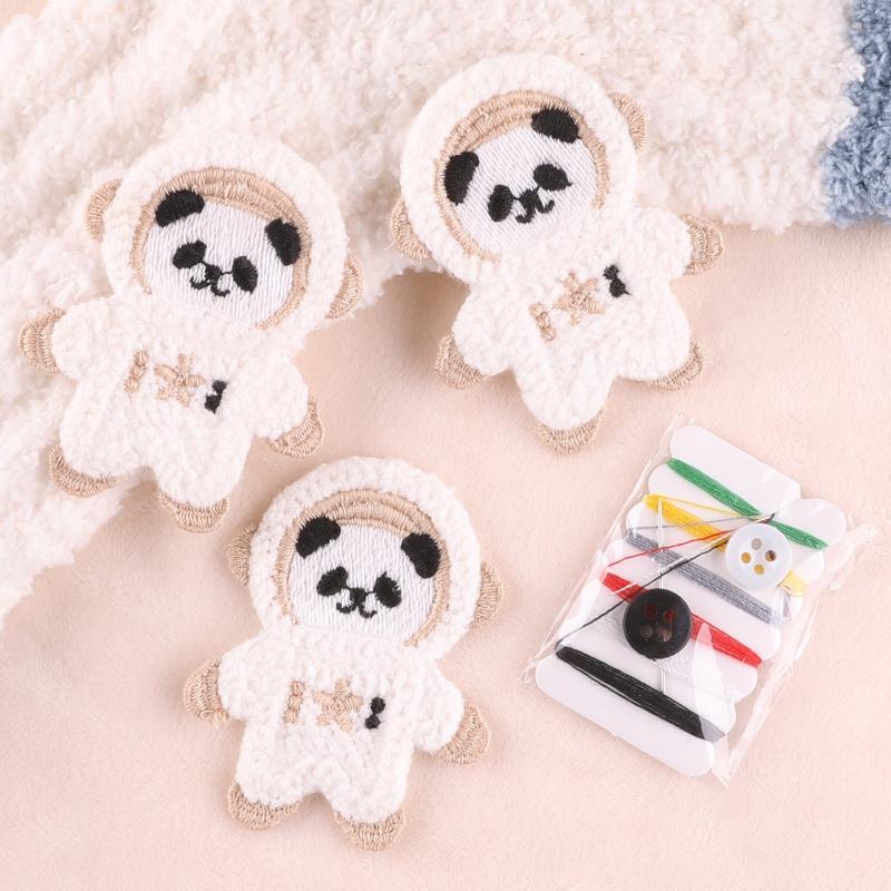 4pcs Space Bear Embroidery Patches Girls Coat DIY Accessories Hand Sewing