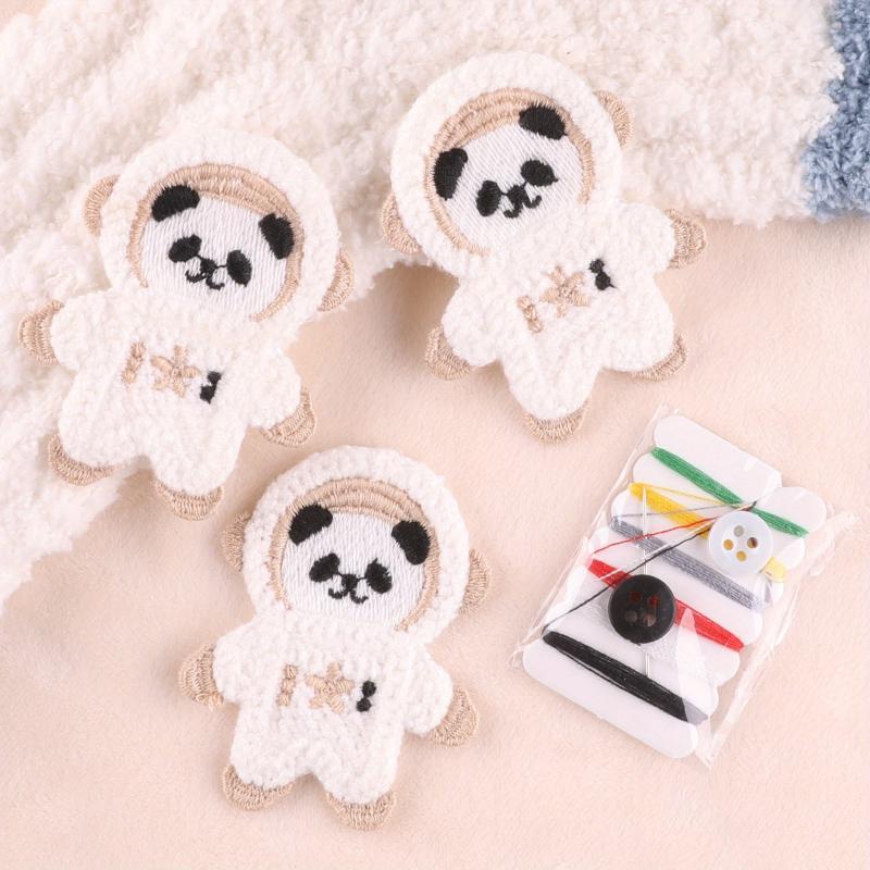 4pcs Space Bear Embroidery Patches Girls Coat DIY Accessories Hand Sewing