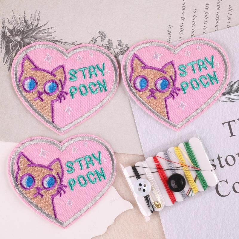 4pcs Pink Kitten Patches DIY Iron on Cloth Stickers
