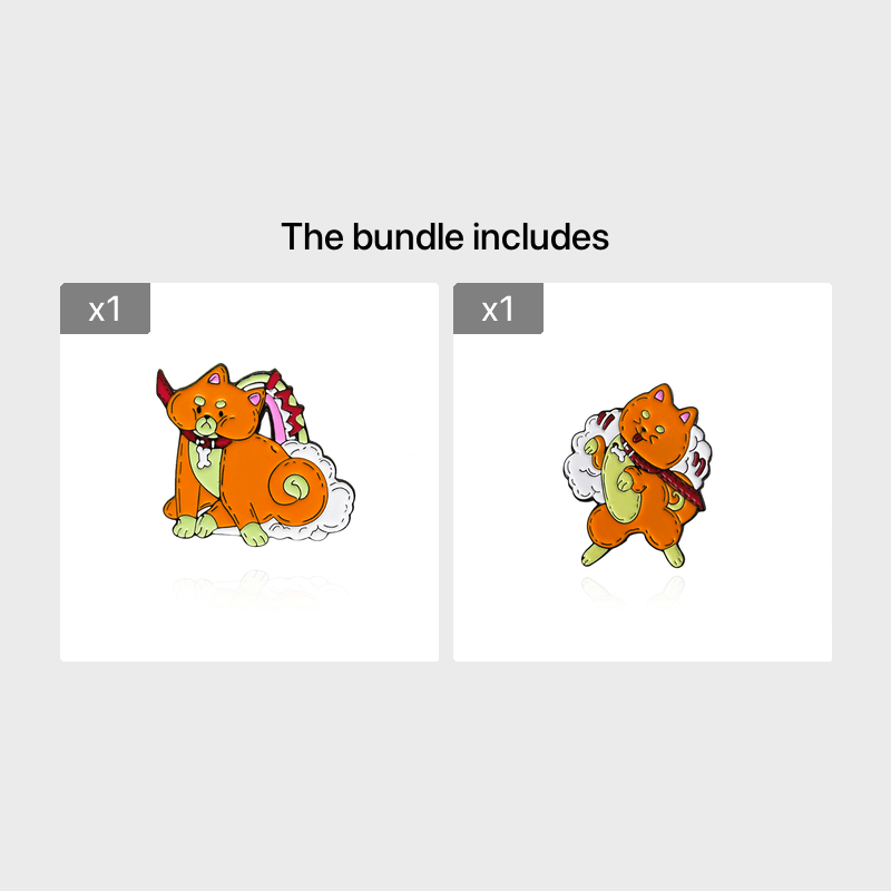 Orange Dog Brooch Pin