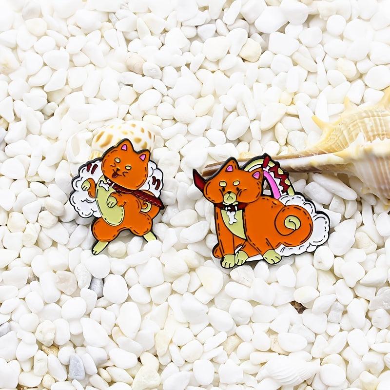 Orange Dog Brooch Pin